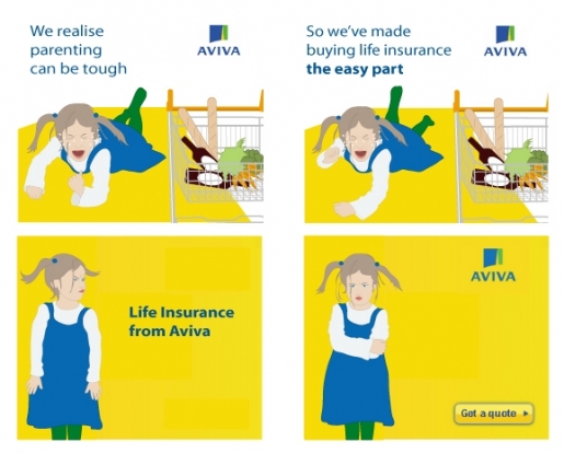 Animated banner illustrations for AVIVA. Chemistry Agency