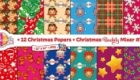 Digital papers with Christmas characters and patterns