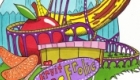 A dream drawing. This time of a fruit theme park with a roller coaster and bumper cars. Drawn in pen…
