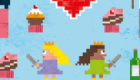 Pixel Love greeting card #04 'Birthday Princess and the Castle of Doom'.